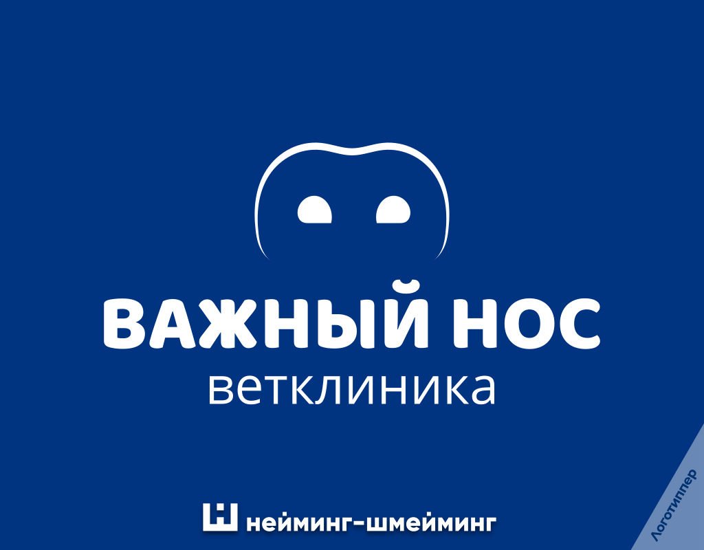 «ВАЖНЫЙ НОС» — оригинальное название ветеринарной клиники и минималистичный логотип с образом собачьего носа.